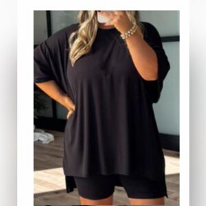 Talulah Jovi Ribbed Tee and Shorts Set - Black
